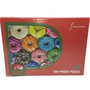 Fishwisdom Jigsaw Puzzle Donut Doughnut 500 Piece 20" X 15" Dessert Snacks New